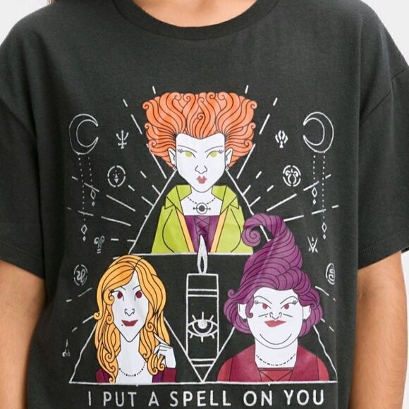 Nwt Girls' Hocus Pocus Sanderson Sisters Halloween Short Sleeve Graphic T-Shirt - Picture 5 of 6